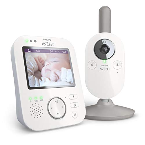 Philips Avent SCD843/01 Babyphone vidéo A-FHSS - écran LCD 3.5', Berceuses, Veilleuse, Alerte...